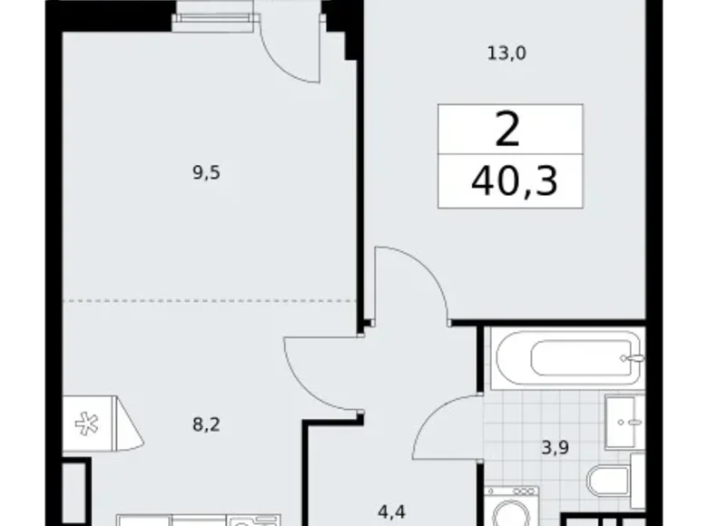Mieszkanie 2 pokoi 40 m² Wnukowo, Rosja