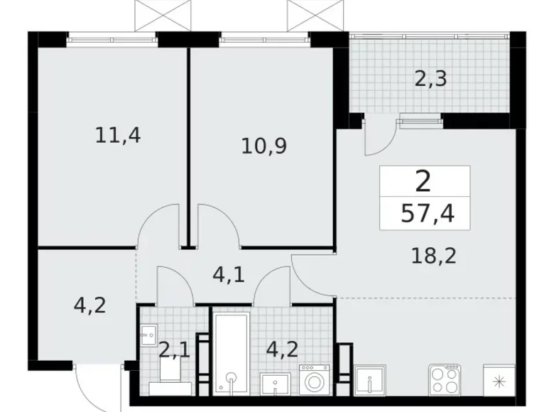 Mieszkanie 2 pokoi 57 m² Krasnoye Selo, Rosja