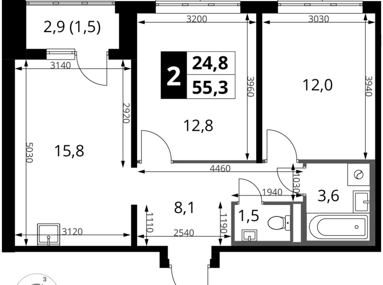 Wohnung 2 zimmer 55 m² Sapronovo, Russland