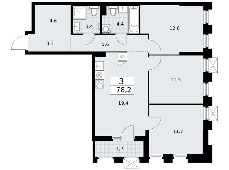 Wohnung 3 zimmer 78 m² Troizk, Russland