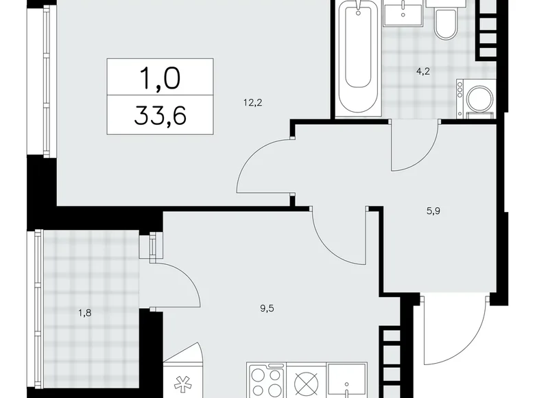 Квартира 1 комната 34 м² район Коммунарка, Россия