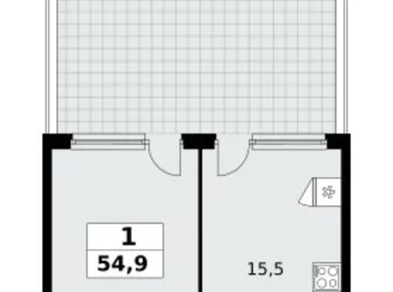 1 room apartment 55 m² Kommunarka, Russia