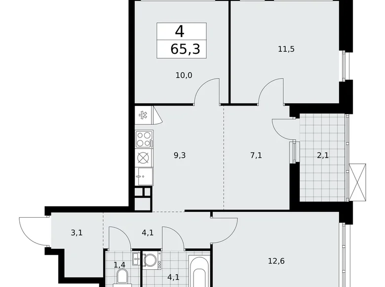 4 room apartment 65 m² Kommunarka, Russia