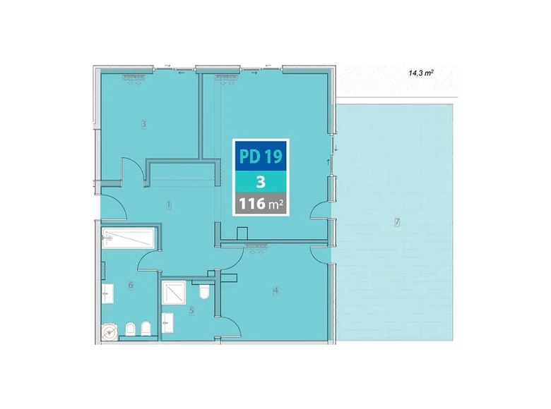 Квартира 3 комнаты 116 м² Provodina, Черногория