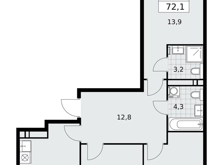 Mieszkanie 3 pokoi 72 m² Kommunarka, Rosja