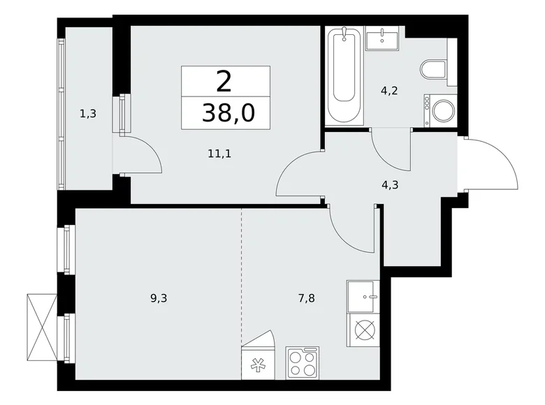 Apartamento 2 habitaciones 38 m² Kommunarka, Rusia