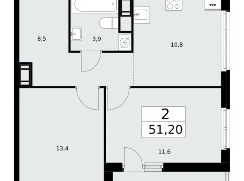 Apartamento 2 habitaciones 51 m² Krasnoye Selo, Rusia