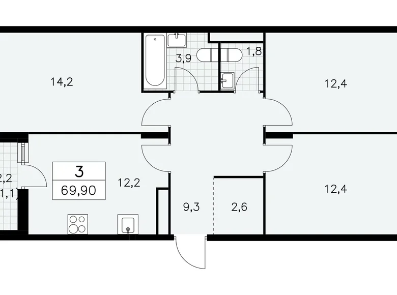 Wohnung 3 zimmer 70 m² Kommunarka, Russland