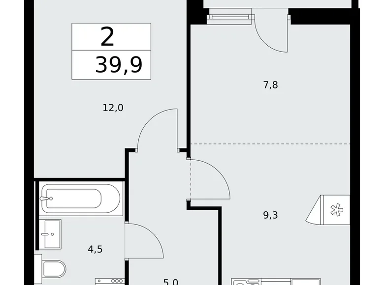 2 room apartment 40 m² Kommunarka, Russia