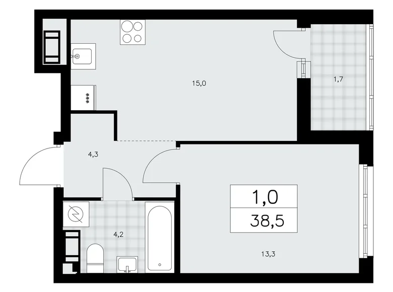 Квартира 1 комната 39 м² Красное Село, Россия