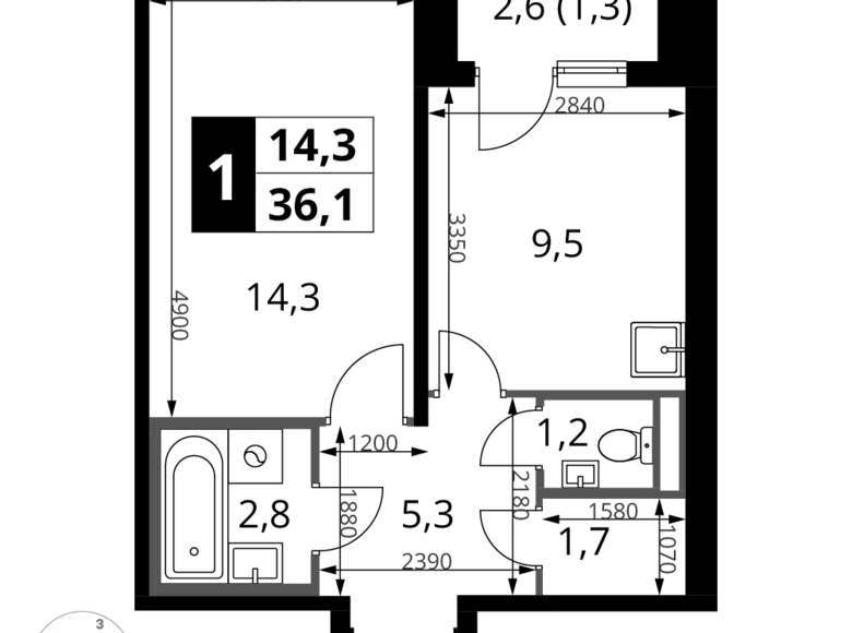 Mieszkanie 1 pokój 36 m² Sapronovo, Rosja