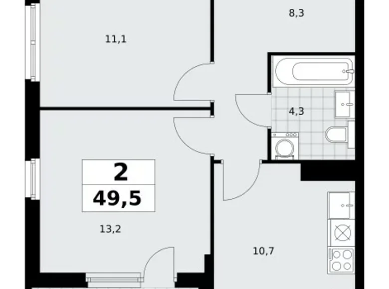 Mieszkanie 2 pokoi 50 m² Kommunarka, Rosja