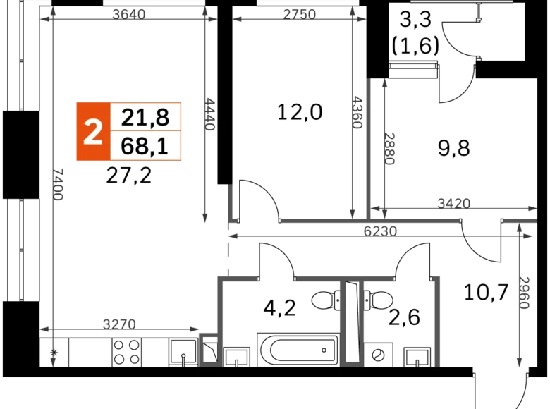 Wohnung 2 zimmer 68 m² Moskau, Russland