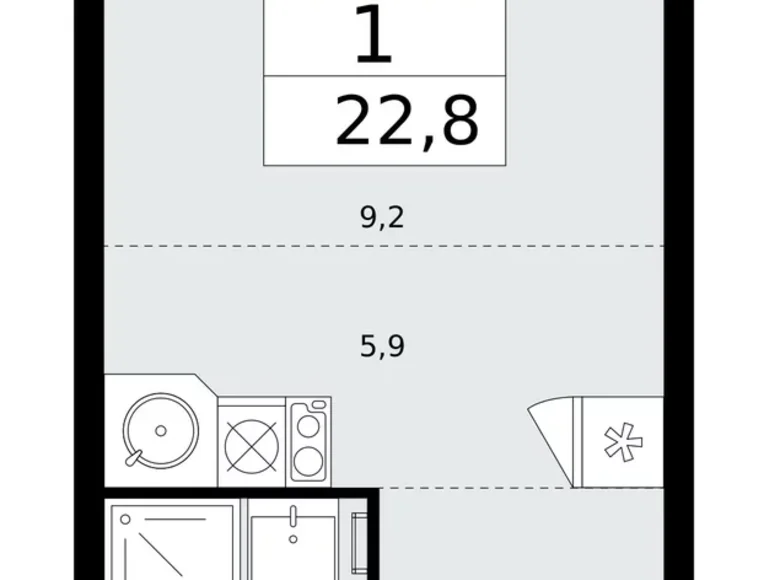 Mieszkanie 1 pokój 23 m² Kommunarka, Rosja