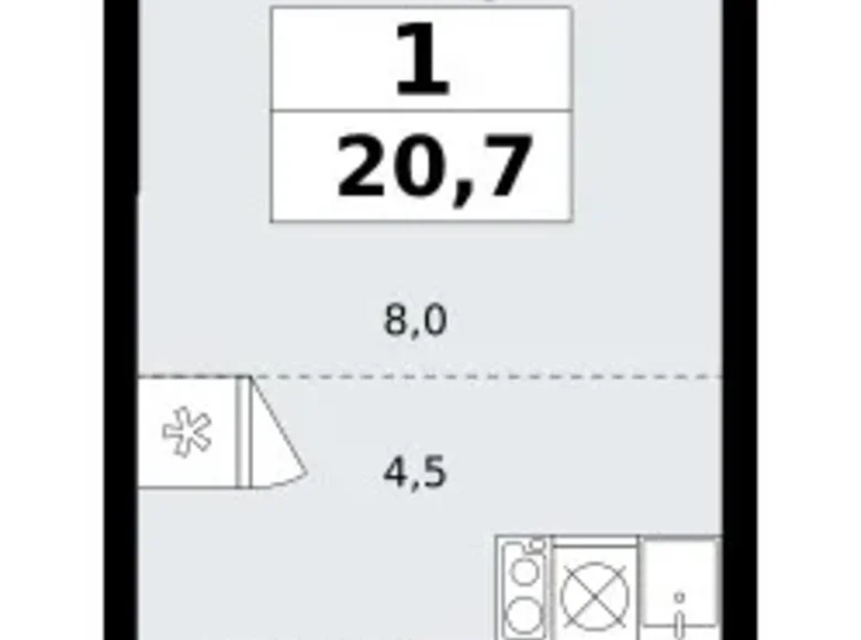 1 room apartment 21 m² Kommunarka, Russia