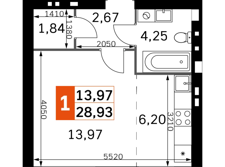 Studio 1 zimmer 29 m² Rajon Odinzowo, Russland