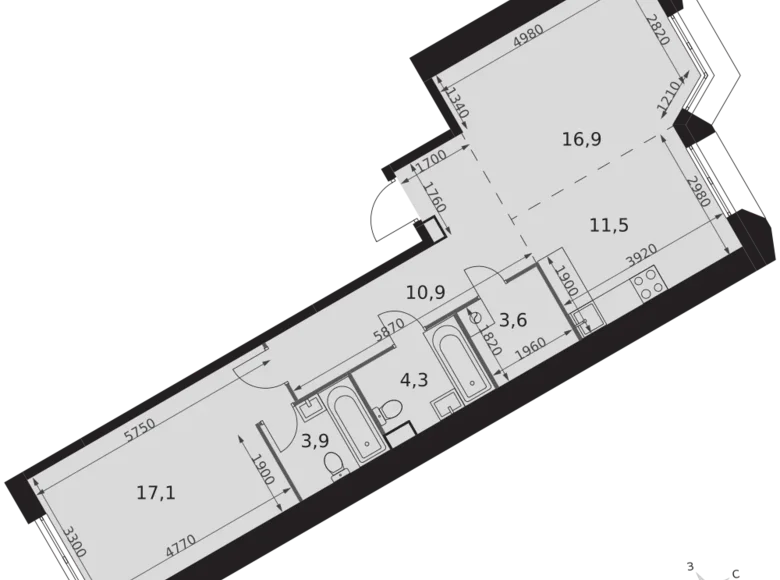 Apartamento 2 habitaciones 68 m² Moscú, Rusia