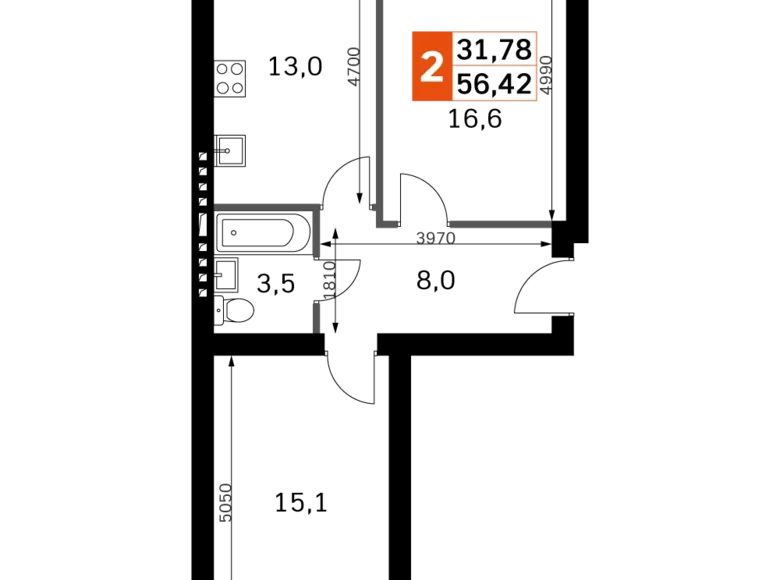 Квартира 2 комнаты 56 м² Апрелевка, Россия