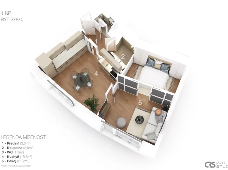 Apartamento 2 habitaciones 54 m² Praga, Chequia