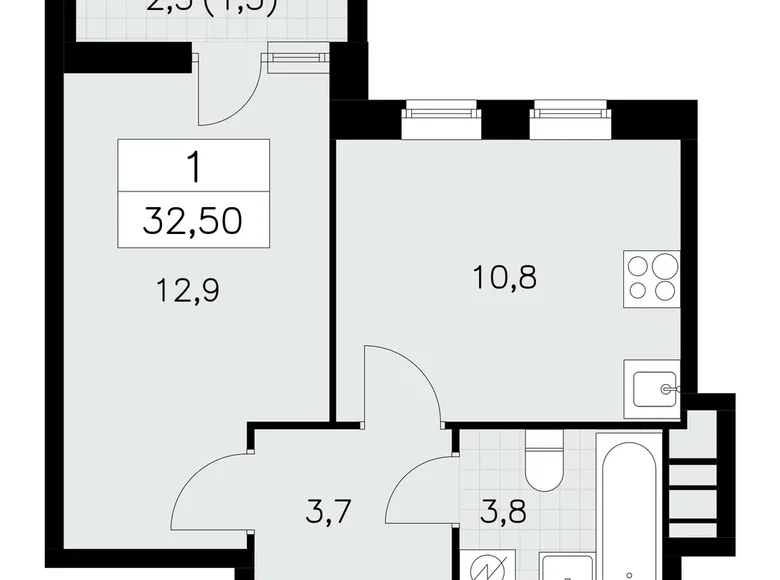 Appartement 1 chambre 32 m² Kommunarka, Russie