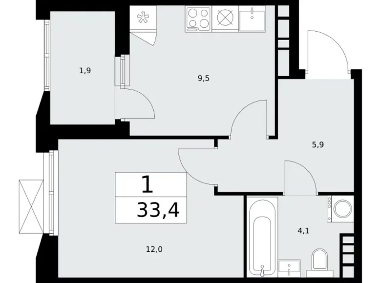 Apartamento 1 habitación 33 m² Kommunarka, Rusia
