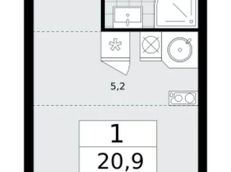 Apartamento 1 habitación 21 m² Kommunarka, Rusia