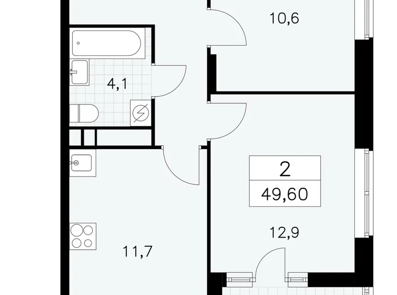 Квартира 2 комнаты 50 м² район Коммунарка, Россия