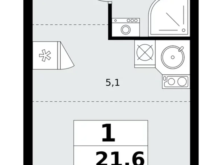 1 room apartment 22 m² Kommunarka, Russia