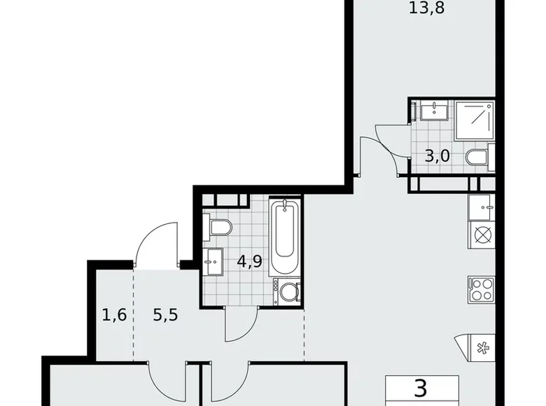 Mieszkanie 3 pokoi 81 m² Kommunarka, Rosja