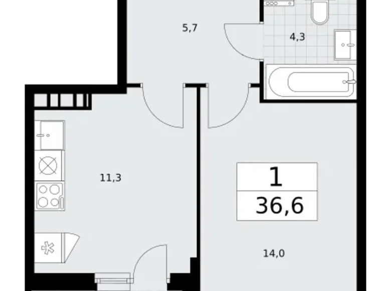Appartement 1 chambre 37 m² Vnoukovo, Russie