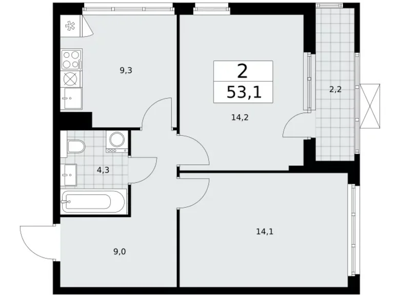 Mieszkanie 2 pokoi 53 m² Kommunarka, Rosja