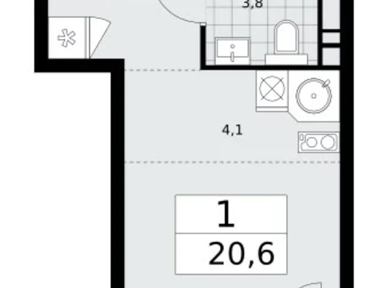 1 room apartment 21 m² Kommunarka, Russia