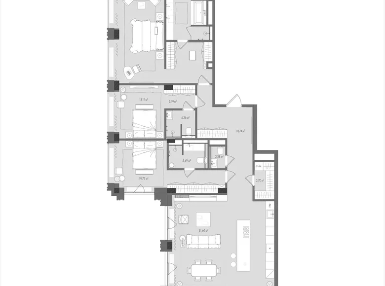 Apartamento 3 habitaciones 170 m² Moscú, Rusia