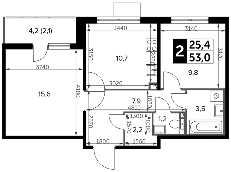 Wohnung 2 zimmer 54 m² Leninsky District, Russland