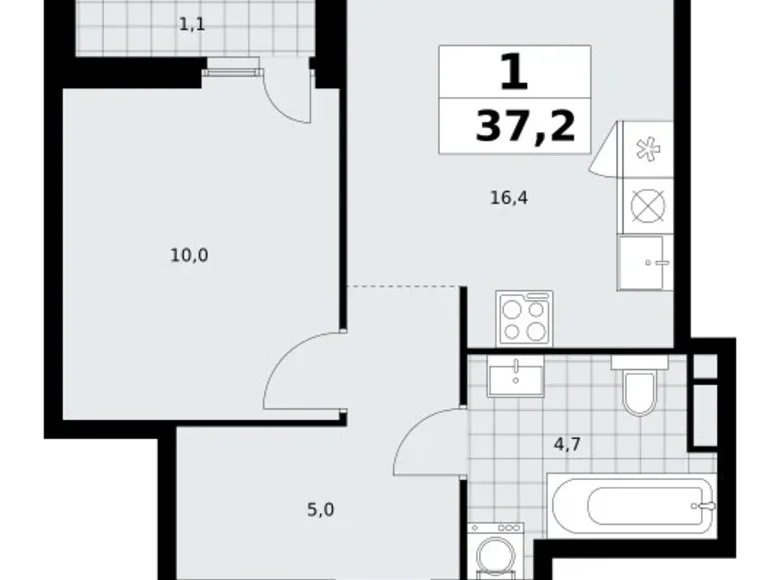 Appartement 1 chambre 37 m² Moscou, Russie
