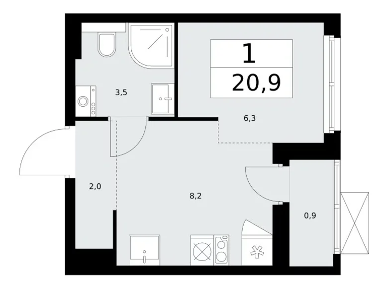 Appartement 1 chambre 21 m² Kommunarka, Russie