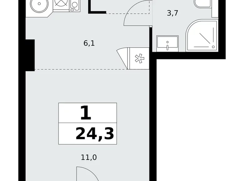 Wohnung 1 zimmer 24 m² Kommunarka, Russland