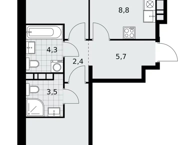Appartement 3 chambres 62 m² Kommunarka, Russie