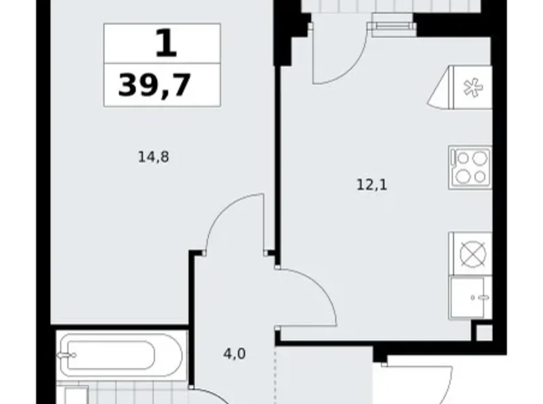 Appartement 1 chambre 40 m² Kommunarka, Russie