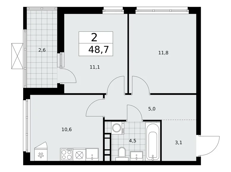 Mieszkanie 2 pokoi 49 m² Kommunarka, Rosja
