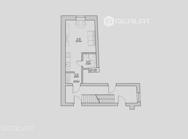 Wohnung 1 zimmer 26 m² Riga, Lettland