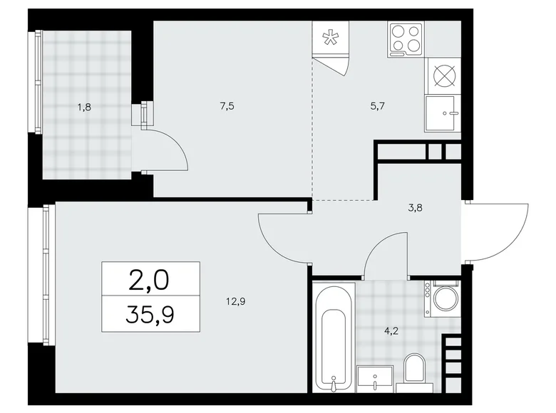 Apartamento 2 habitaciones 36 m² Kommunarka, Rusia