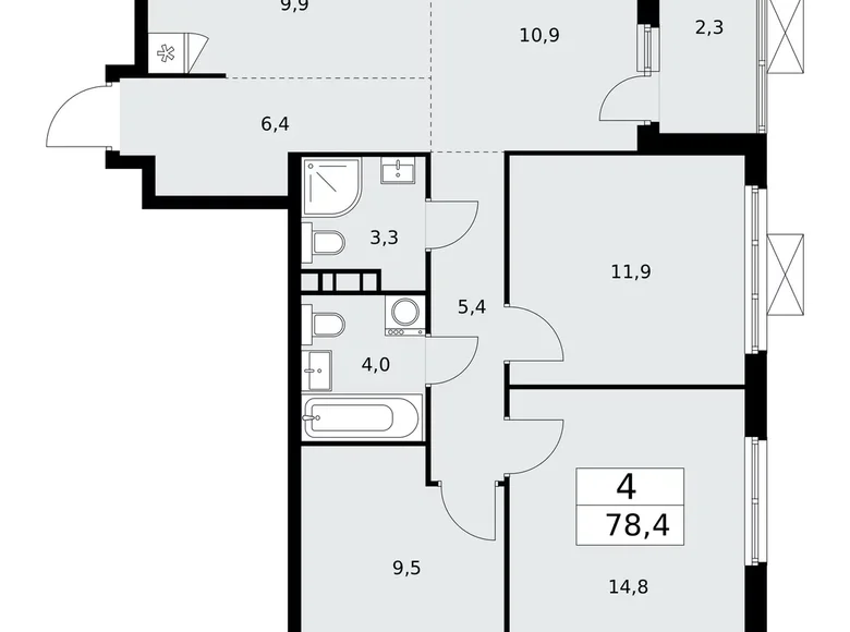 4 room apartment 78 m² Kommunarka, Russia