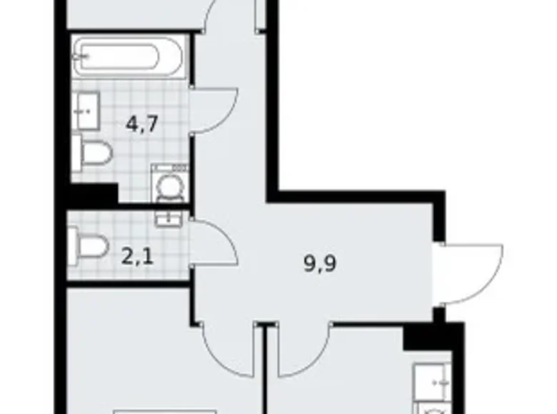 Appartement 2 chambres 57 m² Troïtsk, Russie
