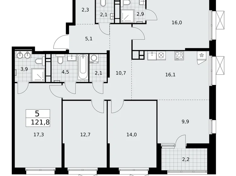 Wohnung 5 zimmer 122 m² Kommunarka, Russland