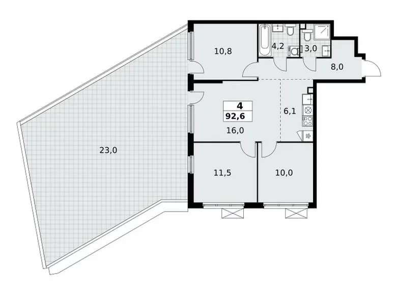 Mieszkanie 4 pokoi 93 m² Kommunarka, Rosja