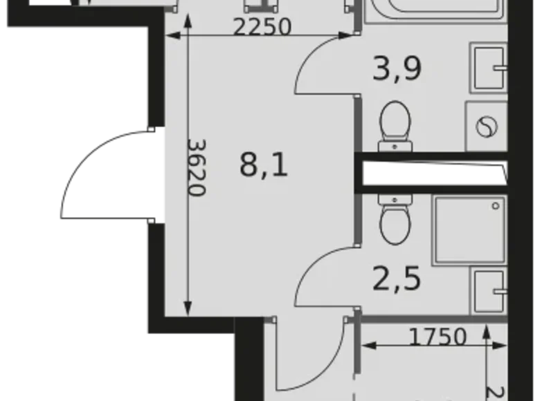 2 room apartment 59 m² Moscow, Russia