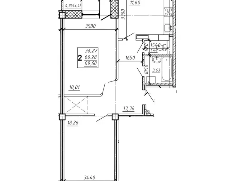 Wohnung 2 zimmer 70 m² Mahiljou, Belarus