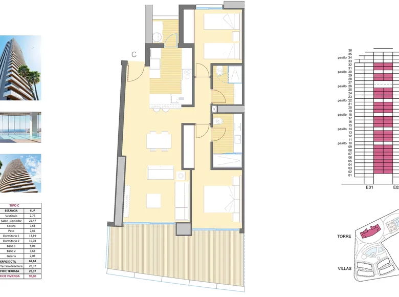 2 bedroom apartment 90 m² Benidorm, Spain