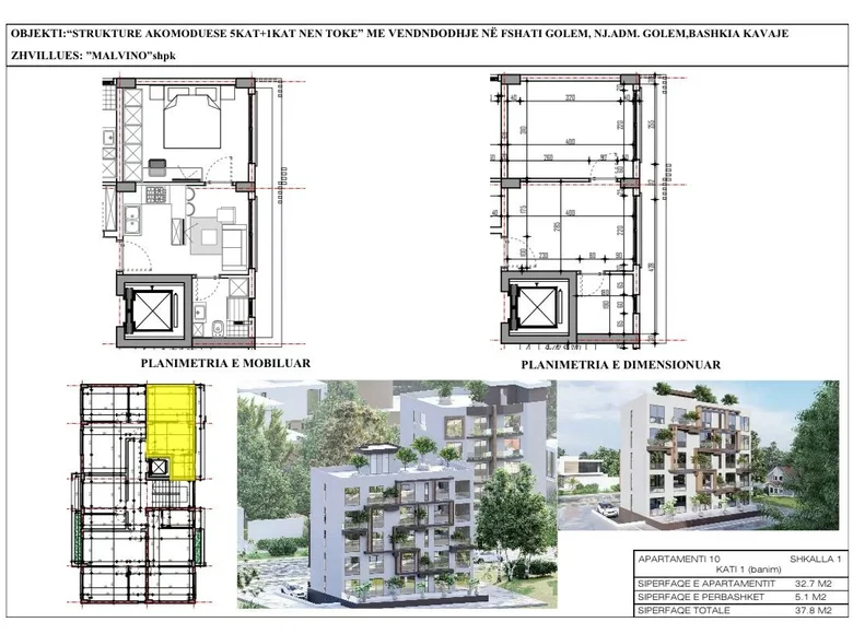 Mieszkanie 2 pokoi 38 m² Golem, Albania